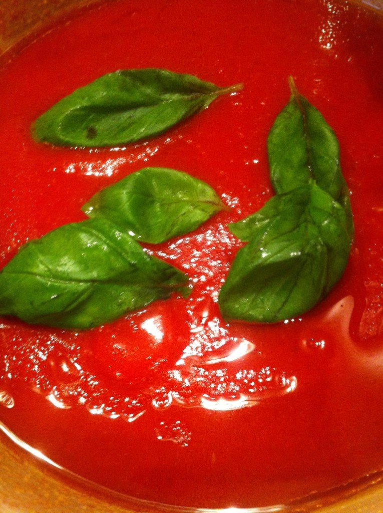 Italian passata and fresh basil