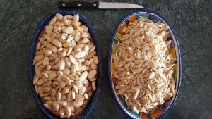 Almonds peeled and sliced