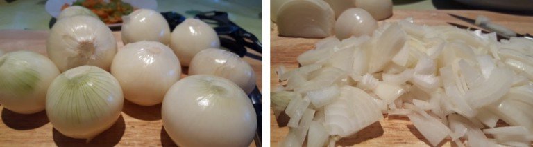 Onions chopped for the ragu alla genovese