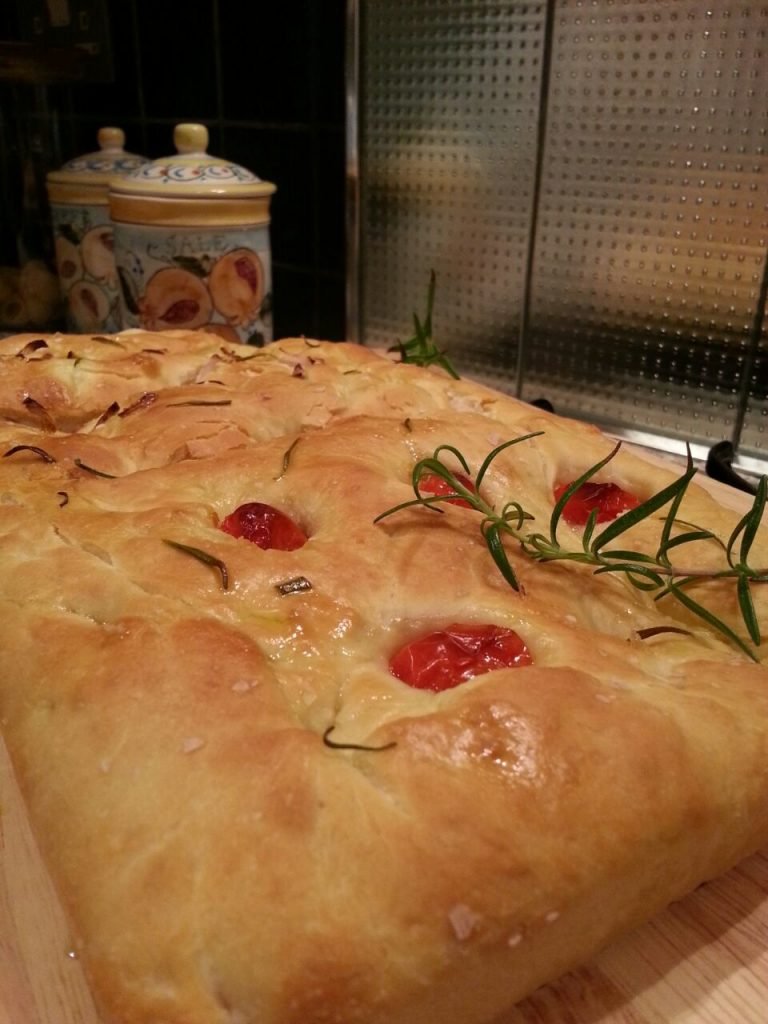Focaccia with cherry tomatoes ad rosemary